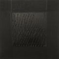 Jochen P. Heite: Komposition, o.T. [#3], 2014/15, 
Pigment gesiebt, Graphit, Ölkreide, Öl auf Leinwand, 100 x 100 cm

